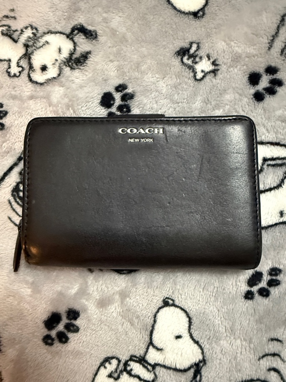 COACH Legacy Smooth Black Leather Zip Around Wallet